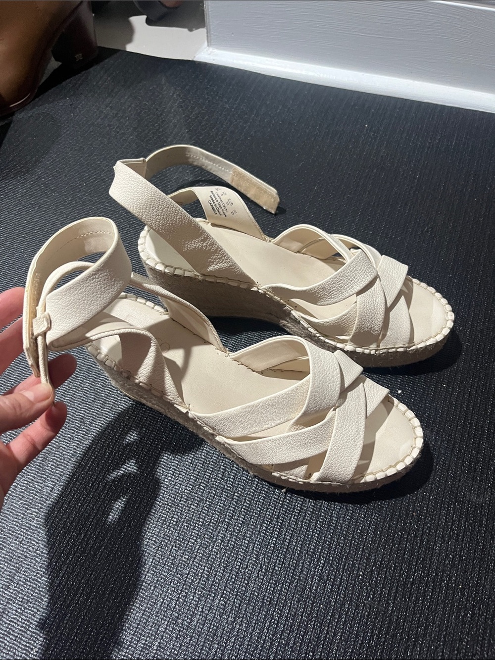 Franco Sarto Cream Wedge Espadrille Sandals
